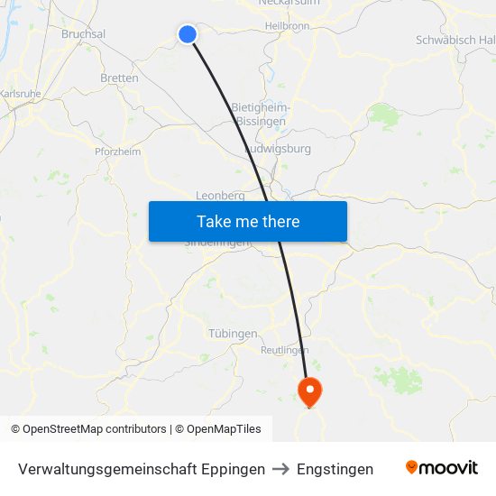Verwaltungsgemeinschaft Eppingen to Engstingen map