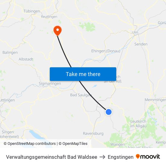 Verwaltungsgemeinschaft Bad Waldsee to Engstingen map