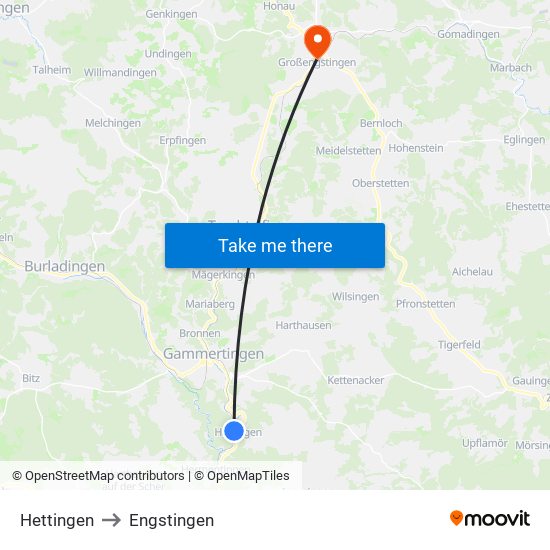 Hettingen to Engstingen map