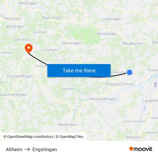 Altheim to Engstingen map