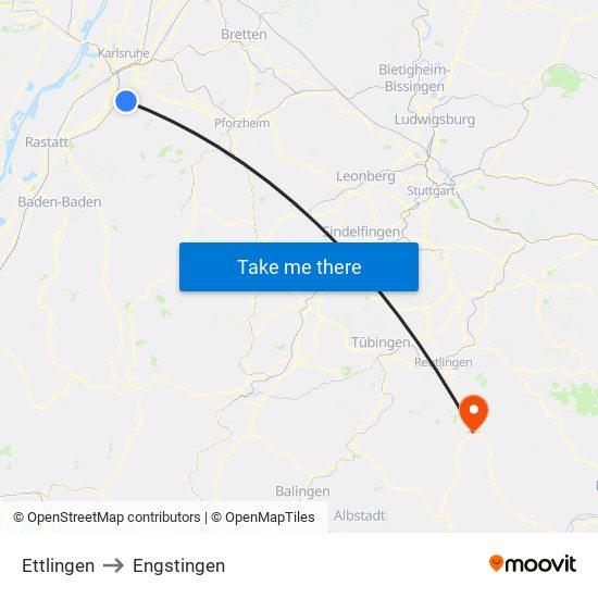 Ettlingen to Engstingen map