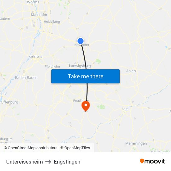 Untereisesheim to Engstingen map