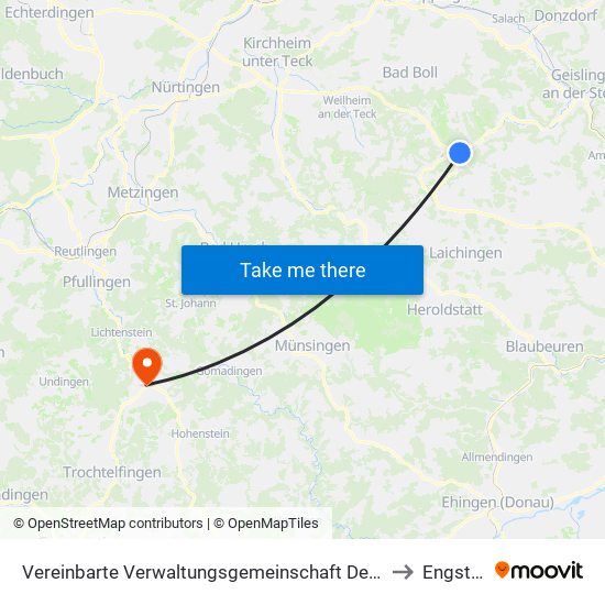 Vereinbarte Verwaltungsgemeinschaft Der Gemeinde Deggingen to Engstingen map