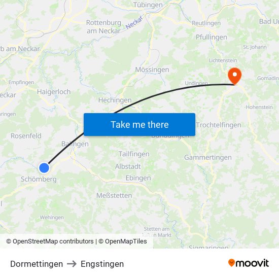 Dormettingen to Engstingen map