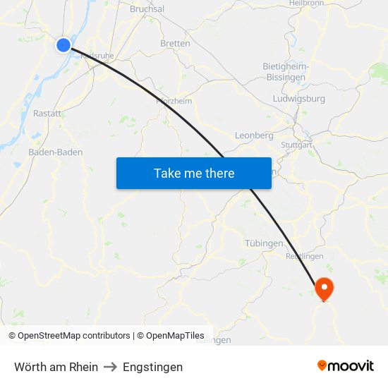 Wörth am Rhein to Engstingen map