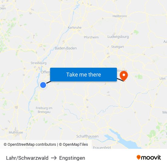 Lahr/Schwarzwald to Engstingen map