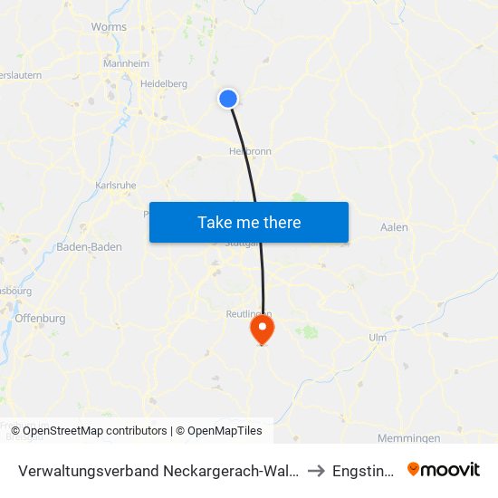 Verwaltungsverband Neckargerach-Waldbrunn to Engstingen map