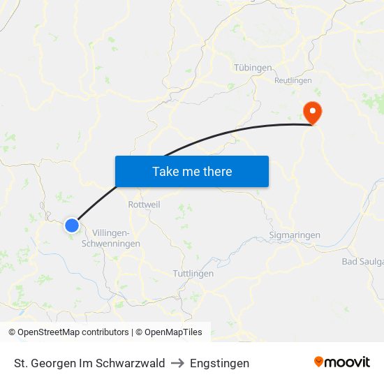 St. Georgen Im Schwarzwald to Engstingen map