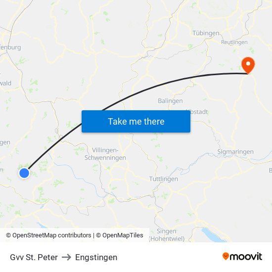 Gvv St. Peter to Engstingen map