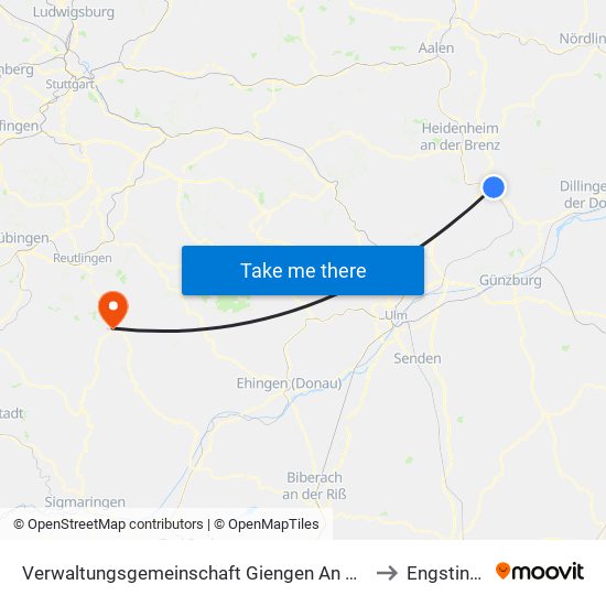 Verwaltungsgemeinschaft Giengen An Der Brenz to Engstingen map
