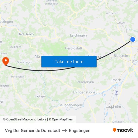 Vvg Der Gemeinde Dornstadt to Engstingen map