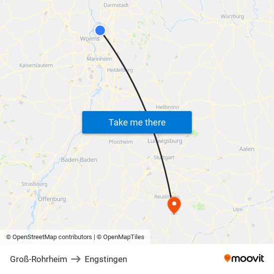 Groß-Rohrheim to Engstingen map