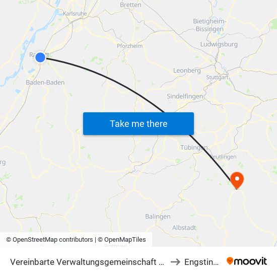 Vereinbarte Verwaltungsgemeinschaft Rastatt to Engstingen map