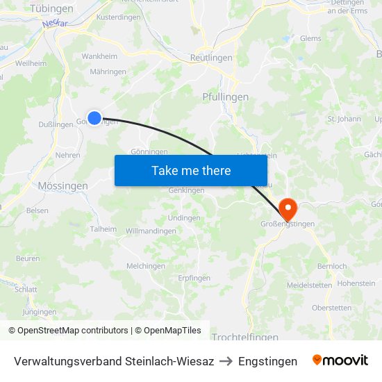 Verwaltungsverband Steinlach-Wiesaz to Engstingen map
