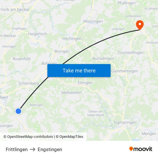 Frittlingen to Engstingen map