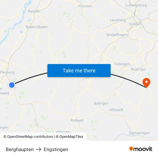 Berghaupten to Engstingen map