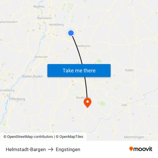 Helmstadt-Bargen to Engstingen map