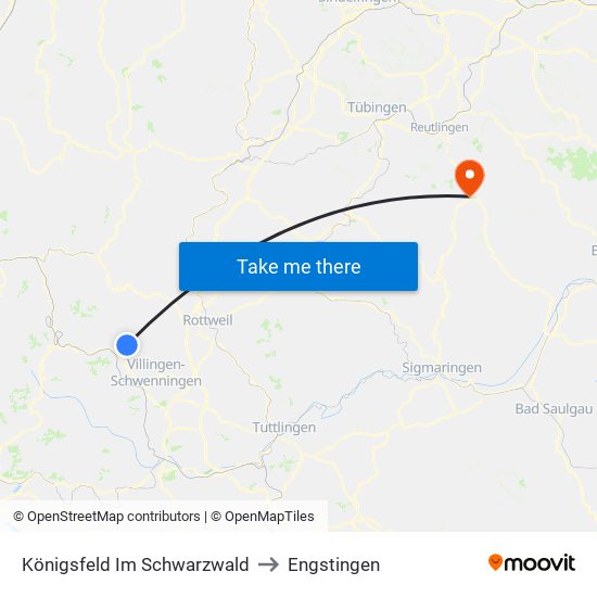 Königsfeld Im Schwarzwald to Engstingen map