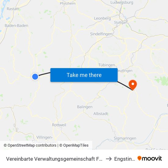Vereinbarte Verwaltungsgemeinschaft Freudenstadt to Engstingen map
