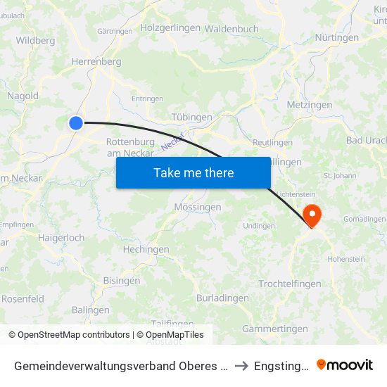 Gemeindeverwaltungsverband Oberes Gäu to Engstingen map