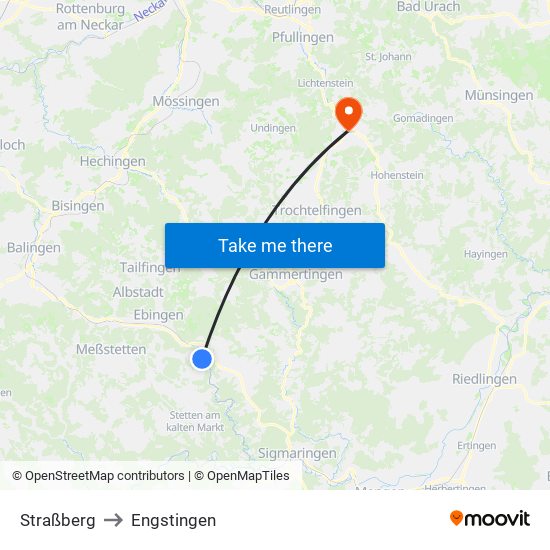 Straßberg to Engstingen map