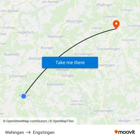 Wehingen to Engstingen map