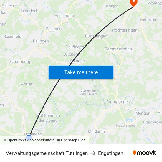 Verwaltungsgemeinschaft Tuttlingen to Engstingen map