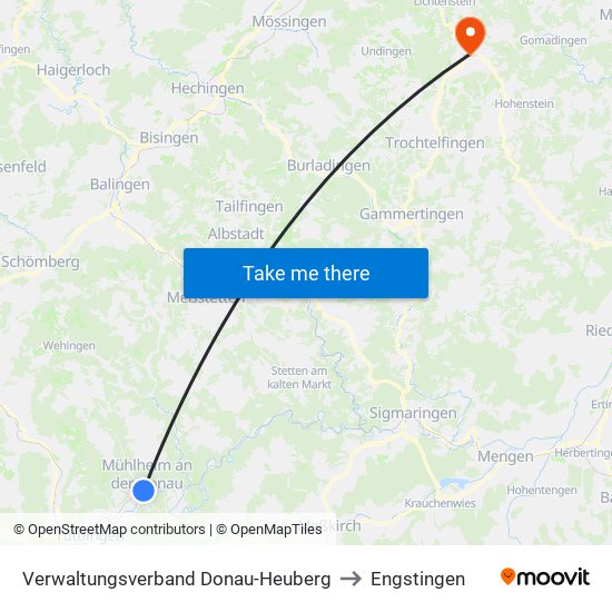Verwaltungsverband Donau-Heuberg to Engstingen map