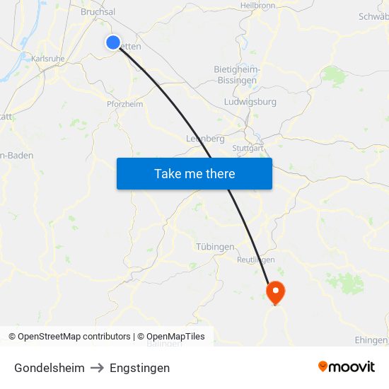 Gondelsheim to Engstingen map