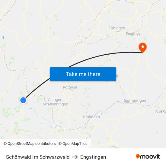 Schönwald Im Schwarzwald to Engstingen map