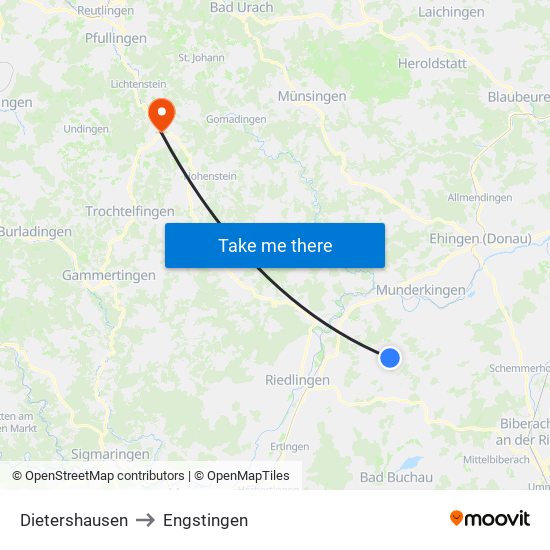 Dietershausen to Engstingen map
