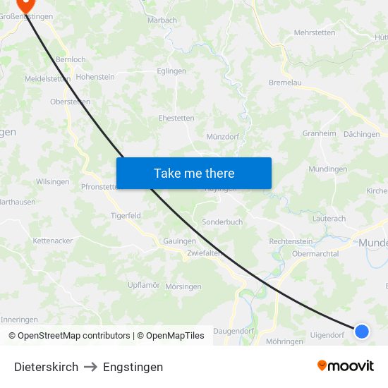 Dieterskirch to Engstingen map