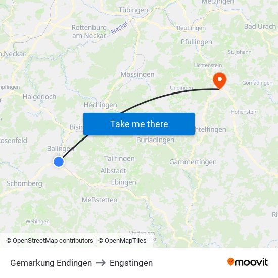 Gemarkung Endingen to Engstingen map