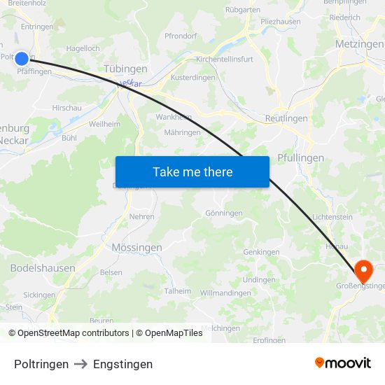Poltringen to Engstingen map