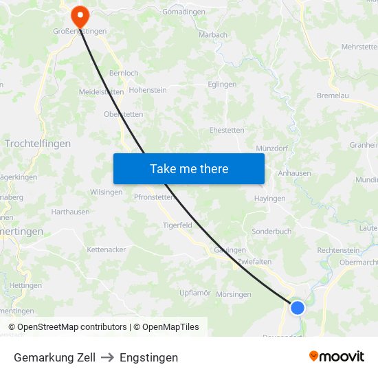 Gemarkung Zell to Engstingen map