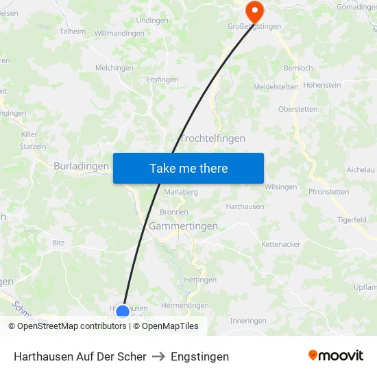 Harthausen Auf Der Scher to Engstingen map