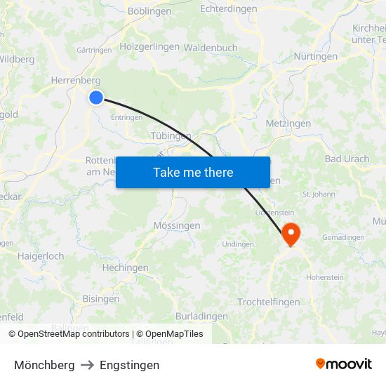 Mönchberg to Engstingen map