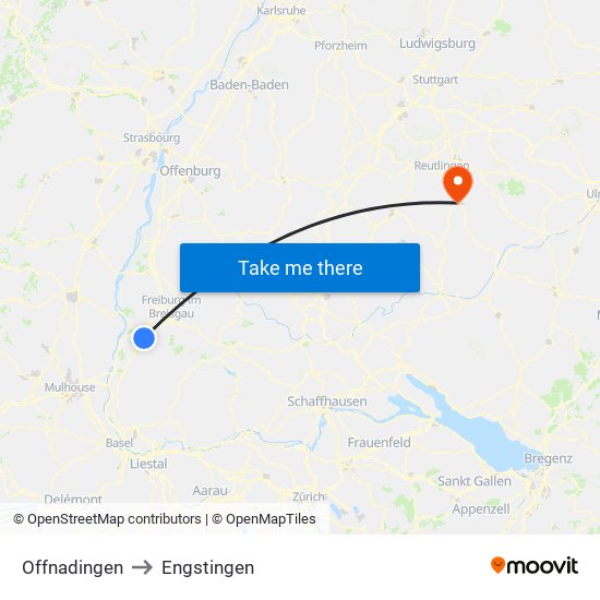 Offnadingen to Engstingen map