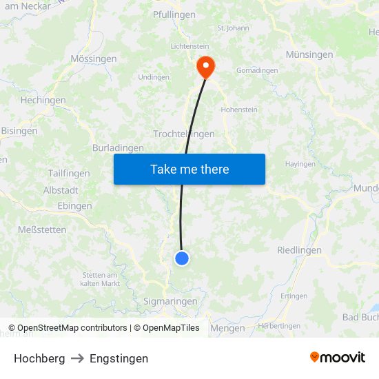Hochberg to Engstingen map