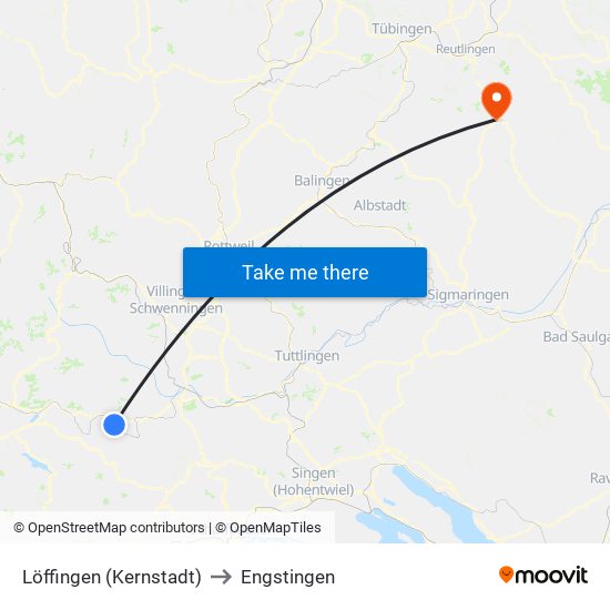 Löffingen (Kernstadt) to Engstingen map