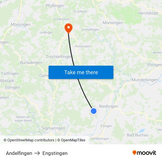 Andelfingen to Engstingen map