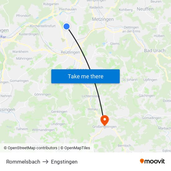 Rommelsbach to Engstingen map