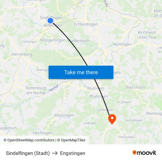 Sindelfingen (Stadt) to Engstingen map