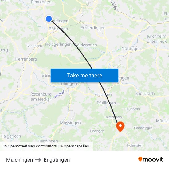 Maichingen to Engstingen map