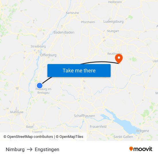 Nimburg to Engstingen map