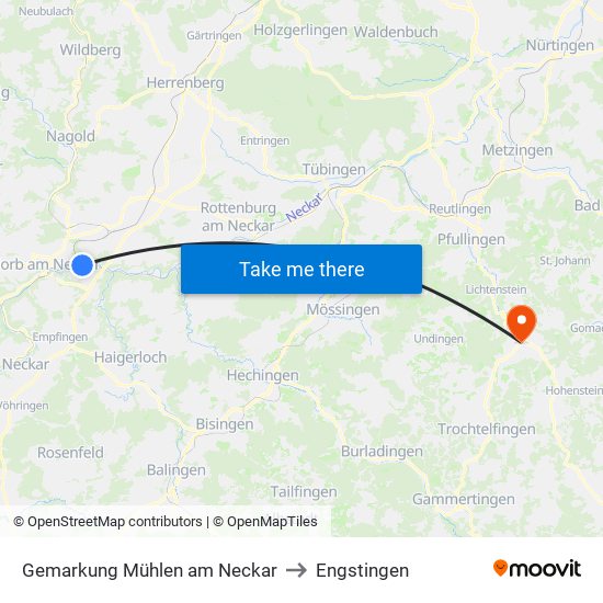 Gemarkung Mühlen am Neckar to Engstingen map