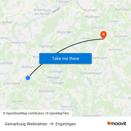 Gemarkung Weilstetten to Engstingen map