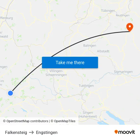 Falkensteig to Engstingen map