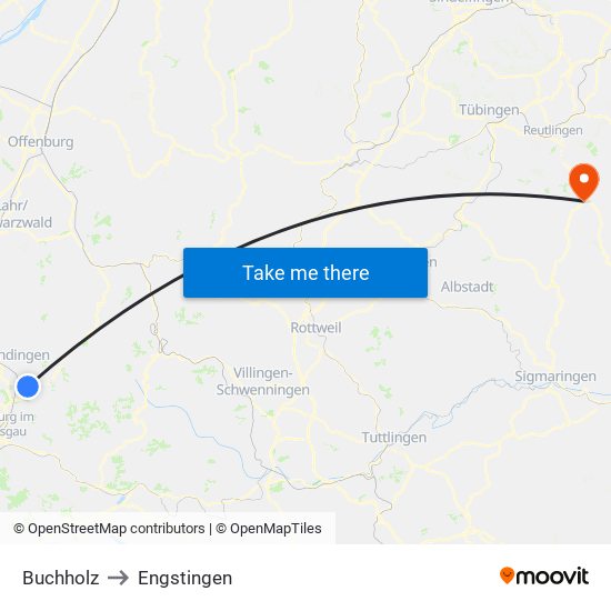 Buchholz to Engstingen map