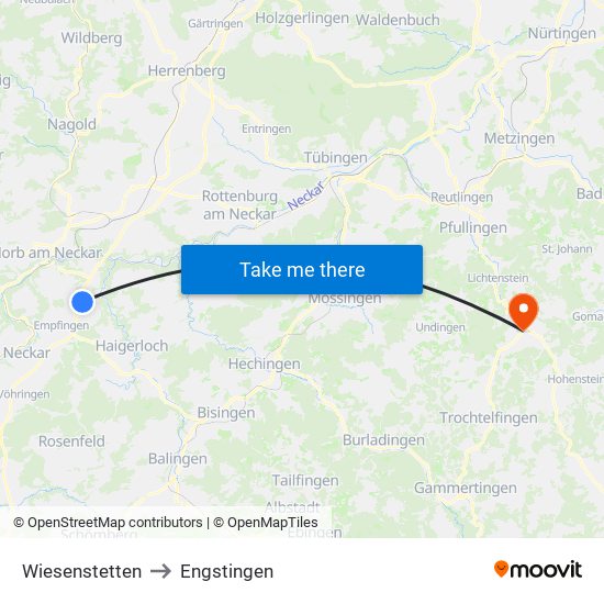 Wiesenstetten to Engstingen map